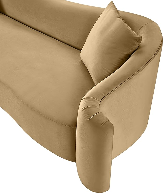 Meridian Furniture 44052Camel-S Destin Collection Modern | Contemporary Sofa with Ultra Luxe Camel 460 GSM Velvet, Rich Curves, 91" W x 34.5" D x 31" H, Camel