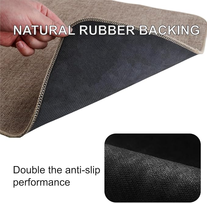 1/10 Inch Ultra Thin Indoor Door Mat, Long-Lasting & Maximum Non-Slip Rubber Backing, Washable & Stain-Resistant Entryway Mats with Powerful Dirt Trapper for Various Entrance, 29''X17'', Khaki - Image 6