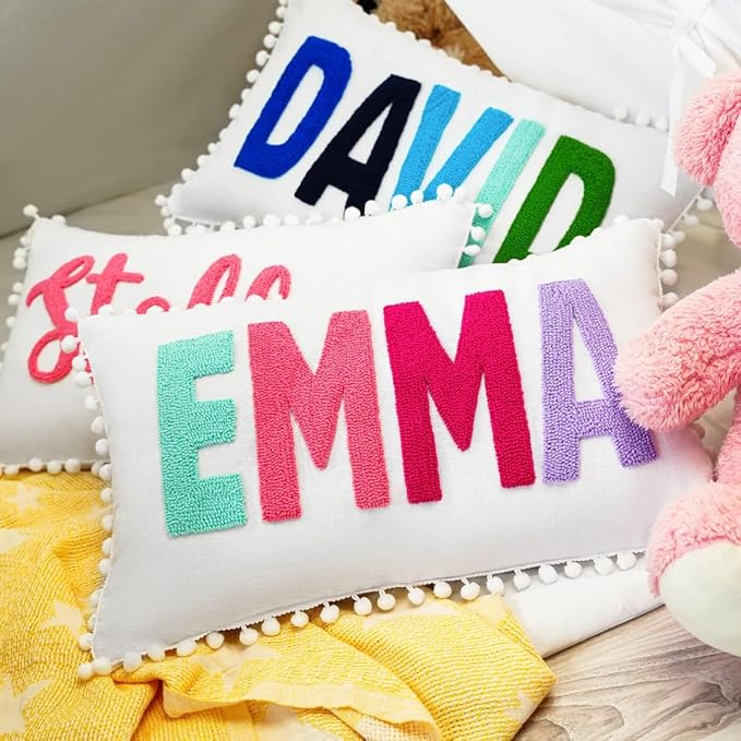 mia'spillow lab Personalized Embroidered Name Pillow for Toddler or Baby ?€? Handmade Monogram Cushion ?€? Custom Nursery Gift for Birthday or Baby Shower ?€? Multiple Sizes & Colors Available