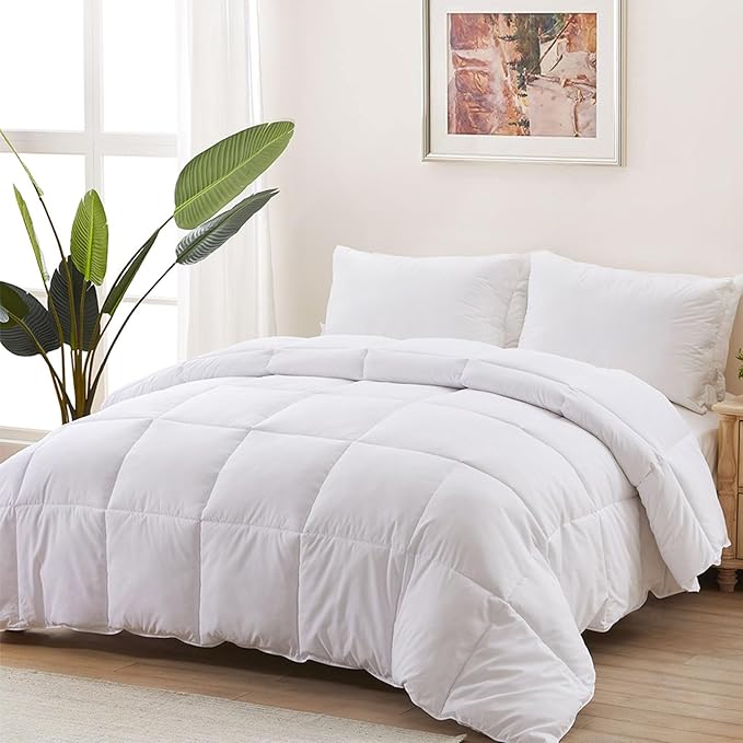 ACCURATEX Duvet Insert Super Queen Comforter 98x98- Fluffy Down Alternative Fill Hotel Collection Comforter,Lightweight Soft All Season Duvet Insert with Corner Tabs - Machine Washable,White