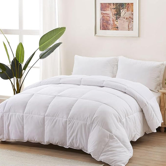 ACCURATEX Duvet Insert Super Queen Comforter 98x98- Fluffy Down Alternative Fill Hotel Collection Comforter,Lightweight Soft All Season Duvet Insert with Corner Tabs - Machine Washable,White