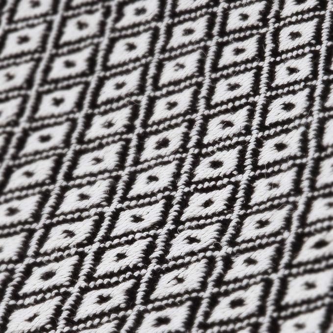 Americanflat 50x60 Throw Blanket - Soft and Breathable Cotton Throw Blanket for Couch, Bed, Chair - Decorative Blankets Perfect for Home, Office, or Outdoor Use - Black and Cream Mini Diamond Design