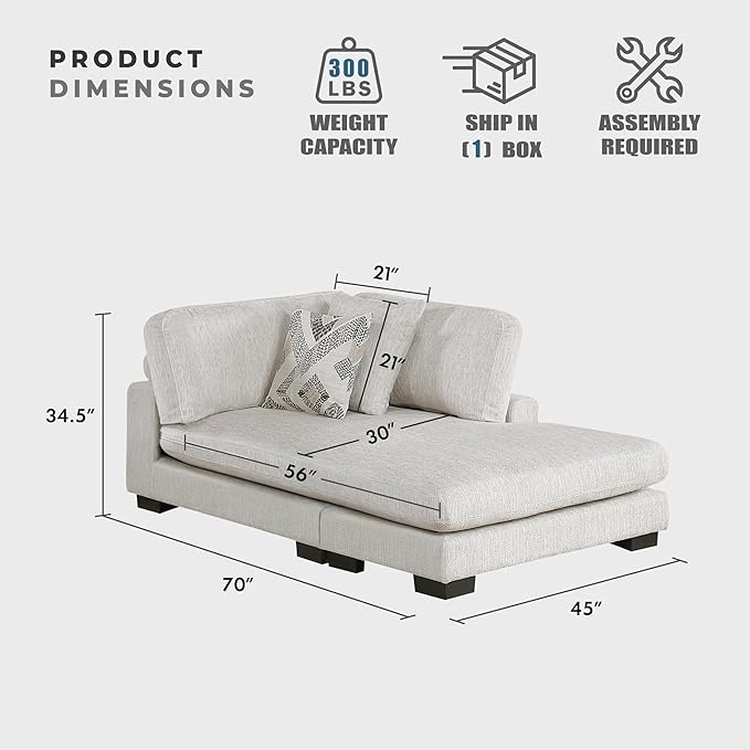 Lexicon Modular Sectional Sofa for Living Room, Textured Microfiber Reversible Chaise with 2 Pillows, Units of Modular Sectional Couch, Upholstered Chair for Customizable Sectional Sofa Couch, Beige