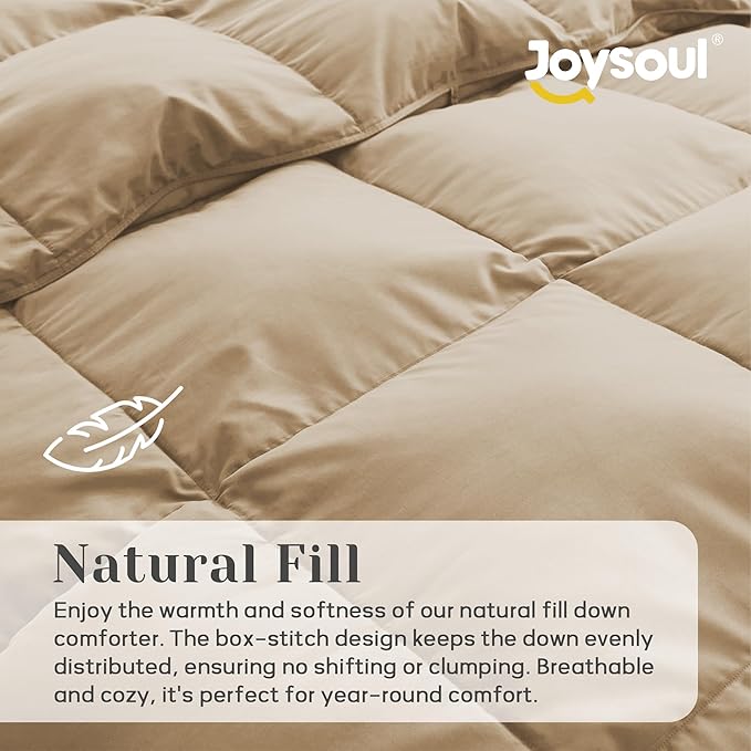 Joysoul Feather Down Fiber Comforter Queen Size - All Season Ultra Soft Goose Down & Feather Fiber Fill Duvet Insert, Luxury Hotel Dark Gray with 8 Corner Tabs (Ginger Yellow, Twin)