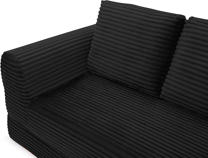 Foldable Boneless Love Seat Couches in a Box, Modern Floor Foam Sleeper Sofa Bed 2-in-1 Convertible Cloud Sofa for Home Apartments Bedroom