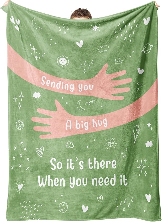 Afterprints Get Well Gifts for Women Men, Hug/Healing Blanket, Thinking of You/Cancer Care/Sympathy/After Surgery Gifts for Friends, Sister, Coworkers, Soft Throw Blankets 50'' x 60''