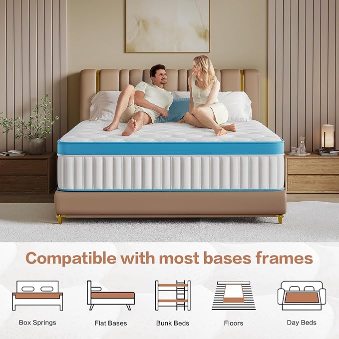 Full Size Mattress,12 Inch Full Mattress,Memory Foam Hybrid Mattresses for Back Pain Relief,Pressure Relief & Motion Isolation,CertiPUR-US Certified,Medium Firm,54"x75"