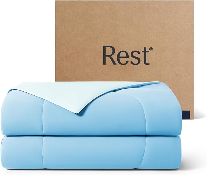 REST® Evercool® Cooling Comforter, King/Cali King, Blanket for Hot Sleepers, All Season Bedding to Keep Cool for Night Sweats, Breathable Lightweight Duvet, 106x90 Inches, Aqua Blue