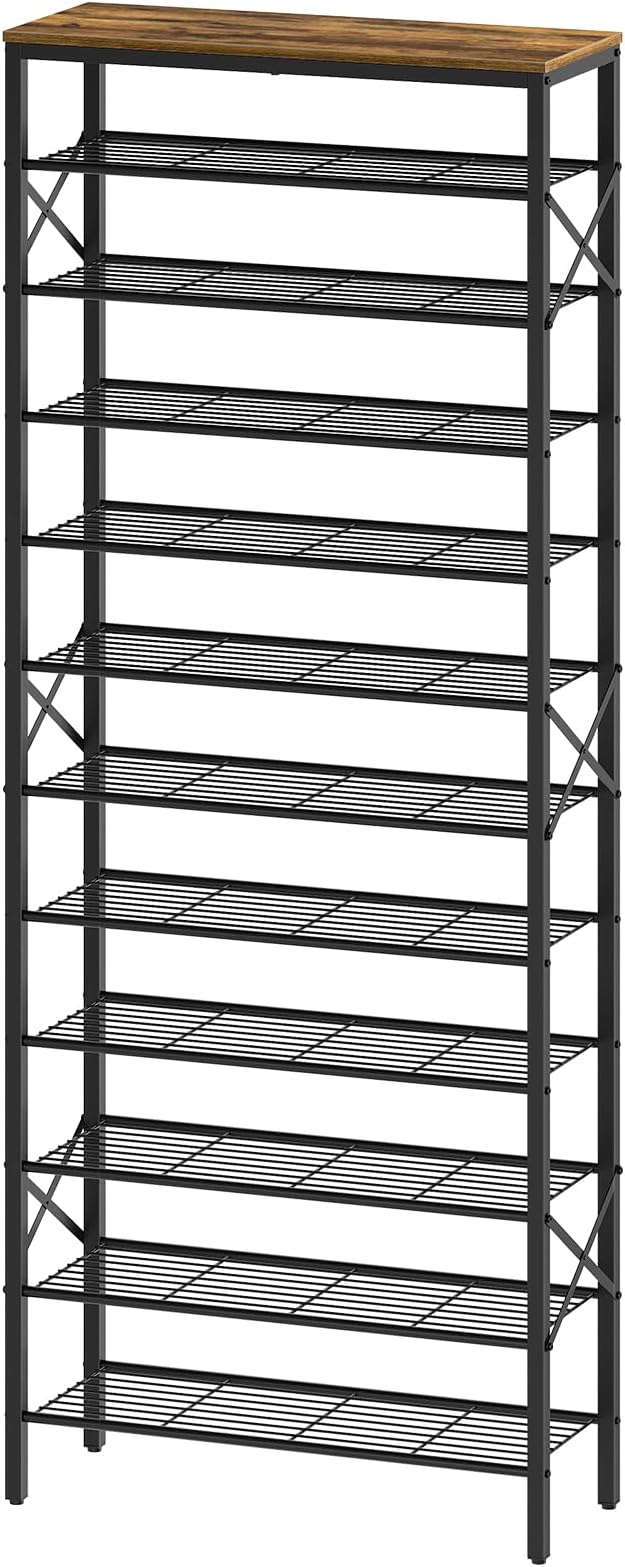 YATINEY 12 Tier Shoe Rack, Large Capacity Shoe Storage Organizer Holds 48 Pairs, Sturdy and Stable, for Entryway, Hallway, Closet, Dorm Room, Rustic Brown SS12BR - Image 9