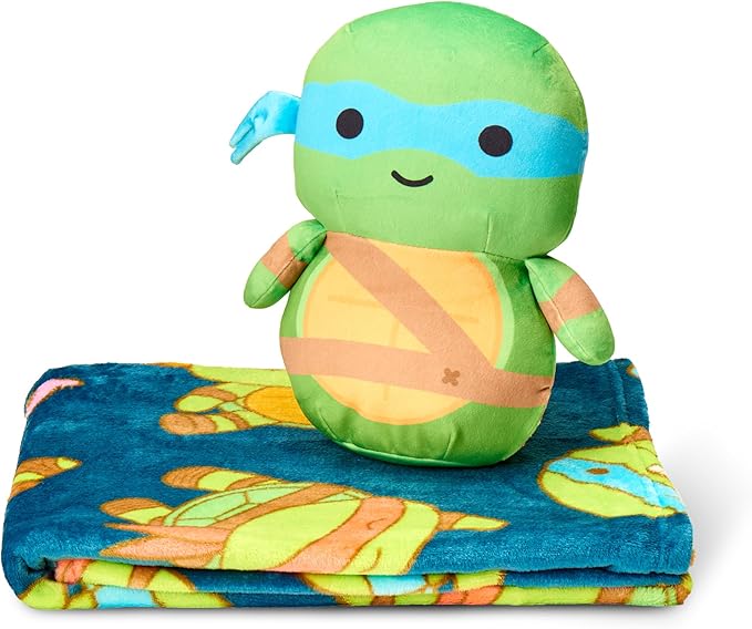 Northwest Nickelodeon Teenage Mutant Ninja Turtles, Cute Leo, Silk Touch Throw and Hugger Set, 50 x 60 Inches