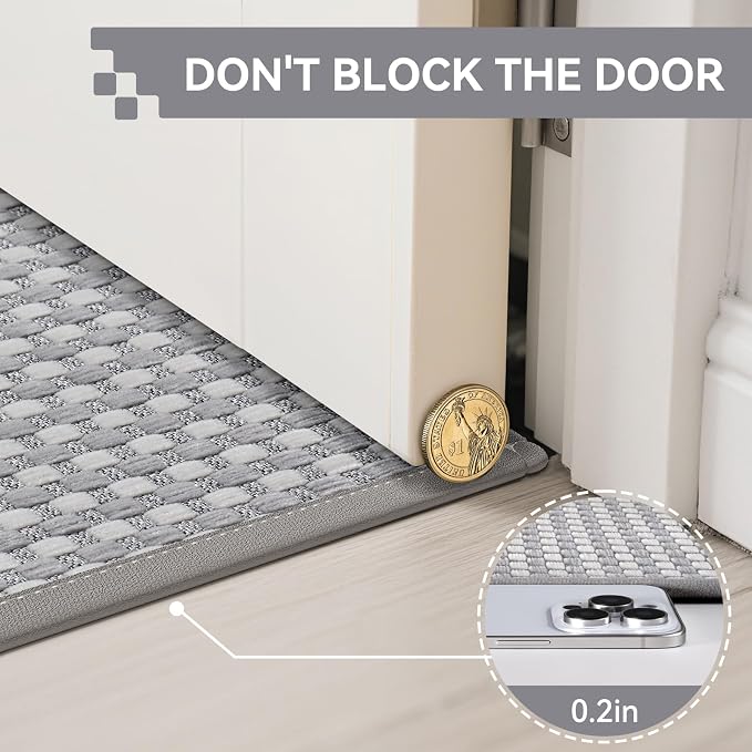 Front Door Mat 17''x30'', Absorbent Dirt Resist Washable Non Slip Low-Profile Indoor Doormat, Easy Clean Entryway Welcome Door Mats, Grey - Image 5