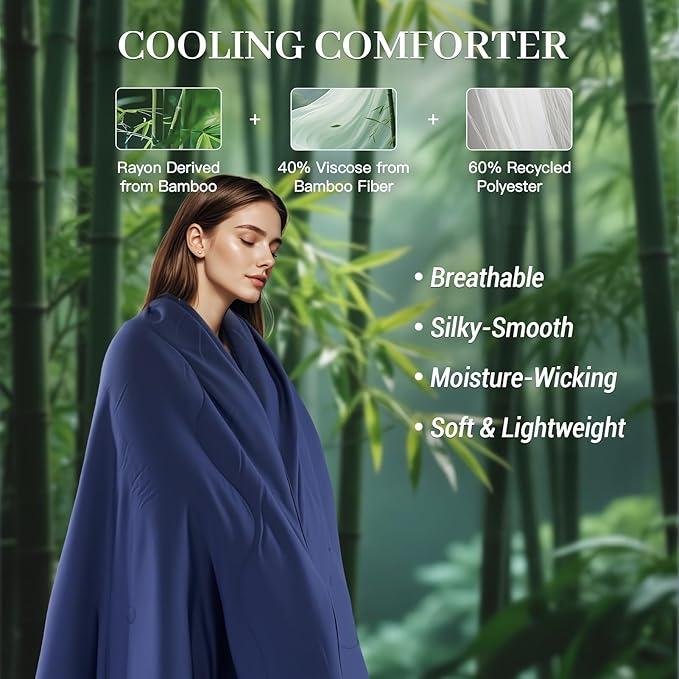 NEXHOME PRO 100% Viscose Derived from Bamboo Comforter Queen Size - Cooling & Moisture-Wicking Bedding - All Season Lightweight Design - Natural Organic Queen Duvet Insert