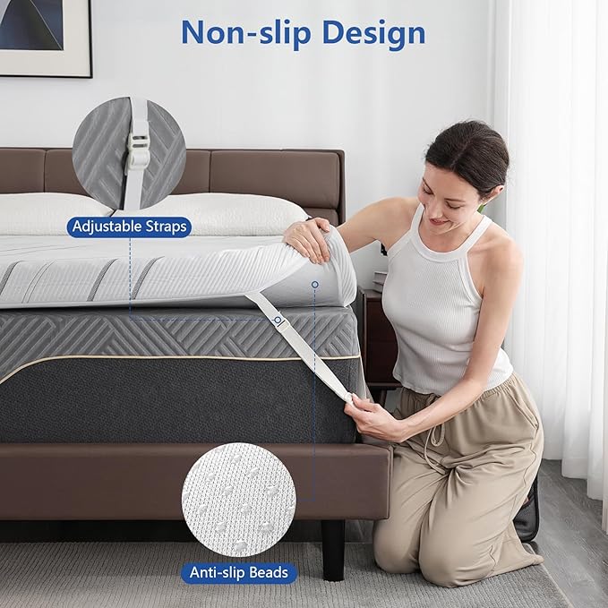 Ultra Firm Mattress Topper Queen Size, 3 Inch Extra Firm Mattress Pad for Pain Relief, High Density Support Bed Topper with Removable & Washable Cover, CertiPUR-US, No Smell