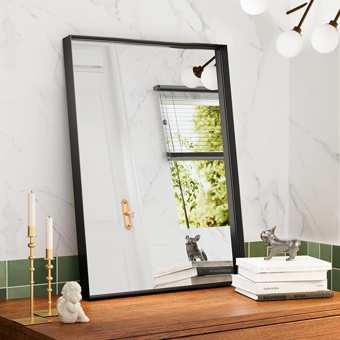 36”x 30” Black Bathroom Mirrors for Over Sink,Metal Framed Rectangle Mirrors, Tempered Glass, Black Wall Decor Mirror for Living Room Farmhouse Bedroom Entryway, (Horizontal/Vertical) - Image 6