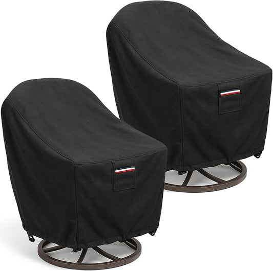Waterproof Patio Chair Covers, 26W x 27D x 34.3H inches Heavy Duty Outdoor Furniture Protection Cover Weather Resistant 600D Oxford 2-Pack, Black by Unknown