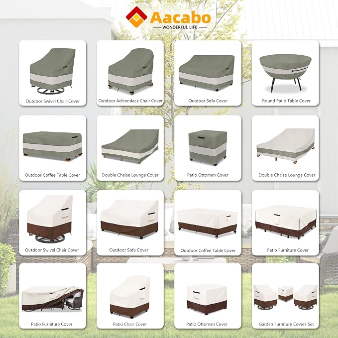 Patio Chair Covers Waterproof Patio Furniture Covers,33W x 37D x 38 H Inches Outdoor Swivel Chair Cover 2 Pack -Grayish Green - Image 3
