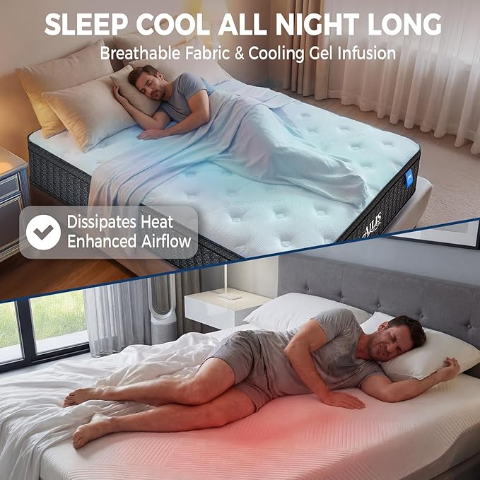 King Mattress,12 Inch king size Mattress in a Box, Medium Firm Hybrid Mattress with Individually Wrapped Pocket Springs for Excellent Motion Isolation & Strong Edge Support, Cooler Breathable Sleep