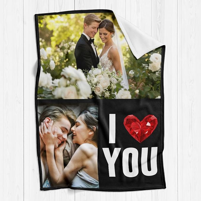 inkArts Custom Blanket with Photos, Personalized Photo Blankets Using My Own Photos, Customized Blankets with Pictures, Personalized Gifts for Women Men Baby Child