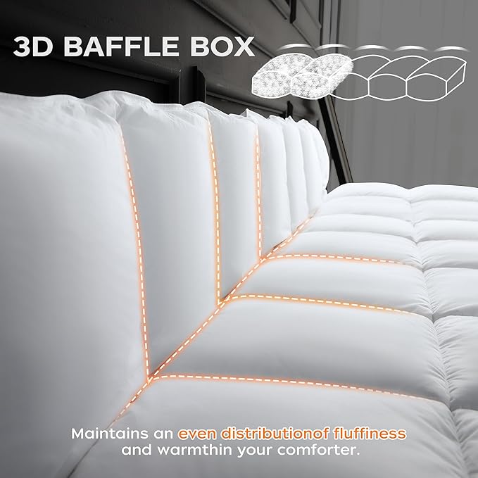 puredown® Goose Feather Down Fiber Comforter Twin Size, All Season 100% Cotton Duvet Insert Medium Warmth, Cloud Soft Hotel Luxury Collection Bedding Comforters White 68“x90