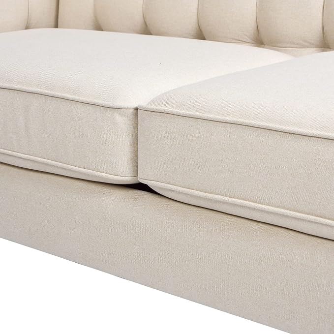 Jennifer Taylor Home James 74" Modern Tuxedo Sofa, Sky Neutral Beige Polyester