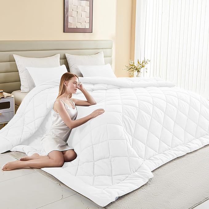 120x98 Oversized King Comforter,Super King Size Comforter Oversized, All Season Soft Lightweight Quilt Down Alternative Duvet Insert with 8 Corner Tabs(120x98, White)
