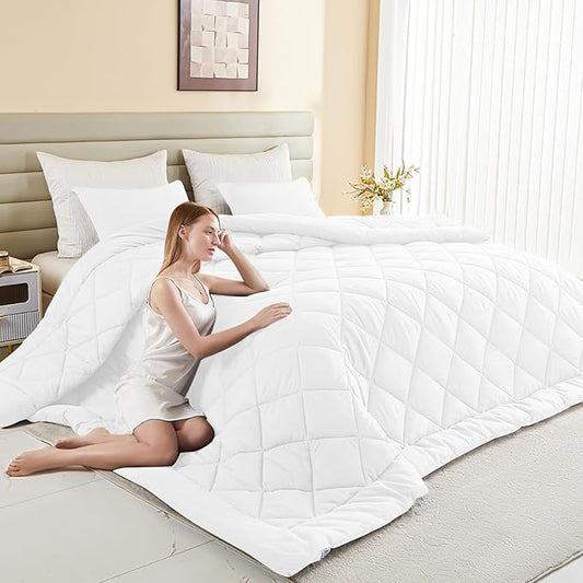 120x98 Oversized King Comforter,Super King Size Comforter Oversized, All Season Soft Lightweight Quilt Down Alternative Duvet Insert with 8 Corner Tabs(120x98, White)