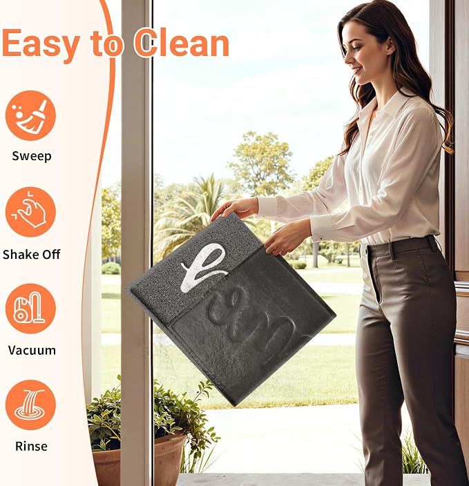 StepLively Door Mat Home Welcome Mats Outdoor and Indoor, Heavy-Duty Low-Profile Non-Slip Front Welcome Mat for Home Entrance, Outside Entry, Yard, Floor, (30''x17.5'', Grey) - Image 5