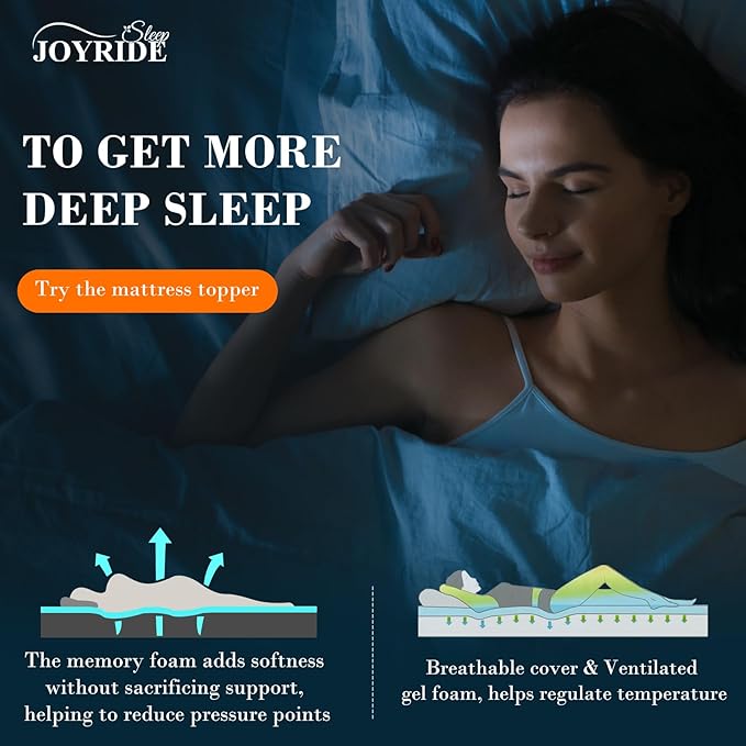 2 Inch Memory Foam Mattress Topper Twin XL, Cooling Gel Bed Topper with Removable Cover, Soft & Pain Relief & Breathable, CertiPUR-US & Oeko-Tex Certified
