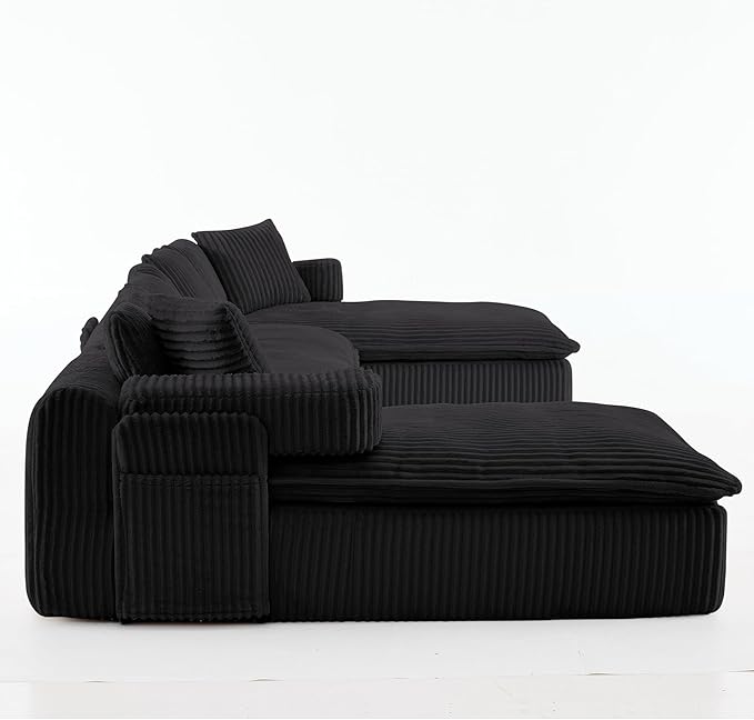 149" Oversized U Shaped Cloud Modular Sectional Sofa Boneless Couch with Double Chaise,Free Combination Convertible Floor Sofa Bed with Storage Pockets and Pillows | No Assembly