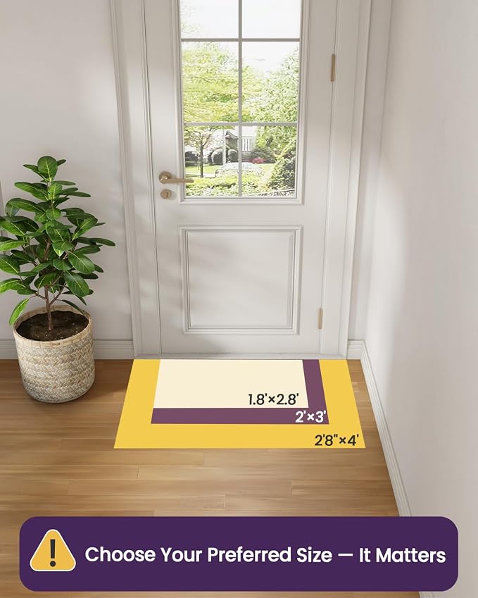 DEXI Front Door Mats for Entryway, 2x3 Non Slip Washable Low-Profile Entry Doormat, Absorbent Resist Dirt Inside Floor Entrance Mat, Patio, Grey/White - Image 2