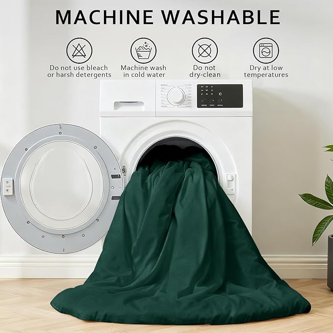 Comforters California King Size, All Season Quilted Bed Comforter, Ultra-Soft Down Alternative Duvet Insert with 4 Tabs, Lightweight Bedding Blanket - Machine Washable, Emerald Green