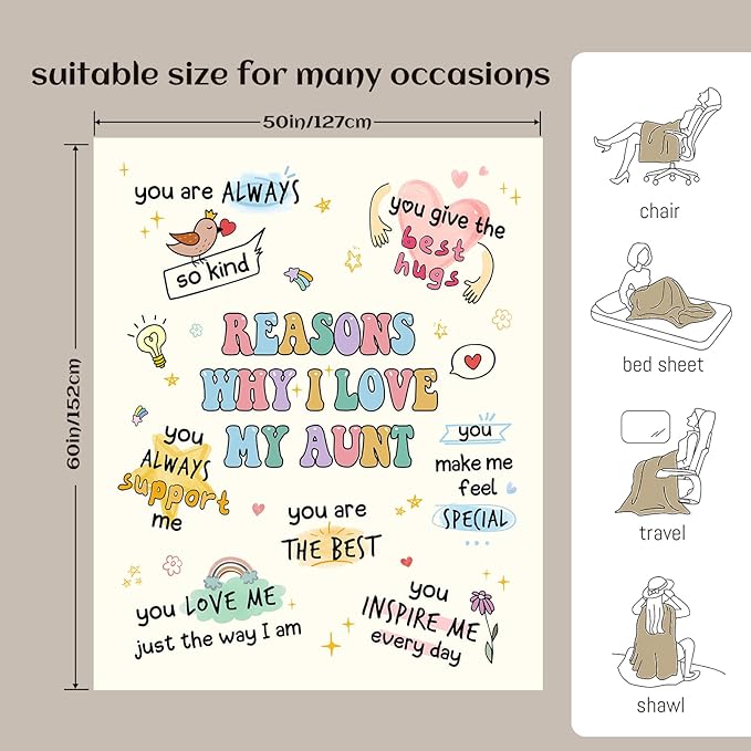Aunt Gifts, Aunt Blanket, Aunts Birthday Gifts, Gift for Aunts from Niece Nephew, Best Auntie Ever Present Ideas for Christmas Mothers Day, to My Auntie Throw Blanket 60”x50”