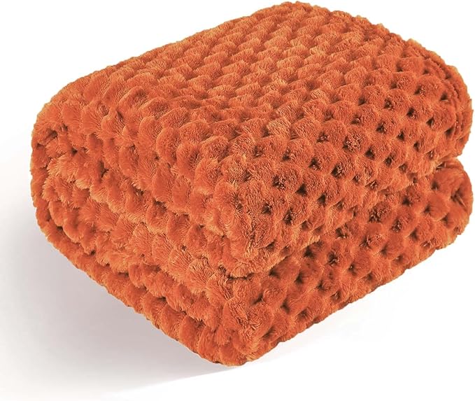 Bnuitland Orange Flannel Throw Twin Size Blanket (60X80 inches), 300 GSM Fleece Cozy Warm Soft Home Decor Lightweight Bed Blanket for Adults, Suitable for All Seasons.