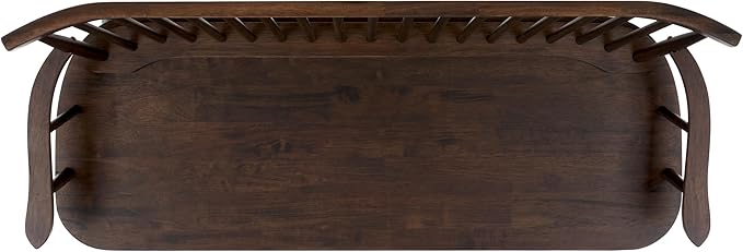 SAFAVIEH Home Collection Addison Farmhouse Dark Walnut Solid Wood Windsor Spindle Loveseat Bench