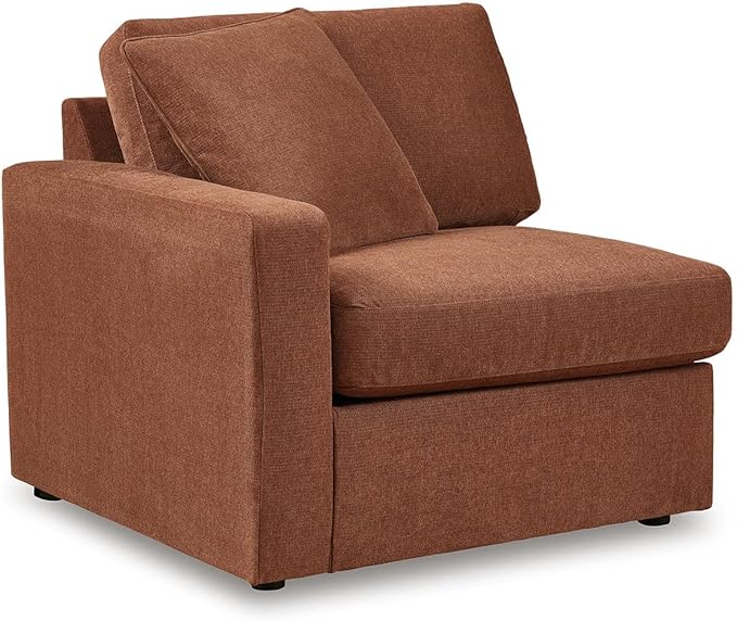 Signature Design by Ashley Modmax Stain Resistant Minimalist Modular Anti Sag Right-Arm Facing 4-Piece Sectional with Chaise, Loose Reversible Cushions and 2 Accent Pillows, Orange