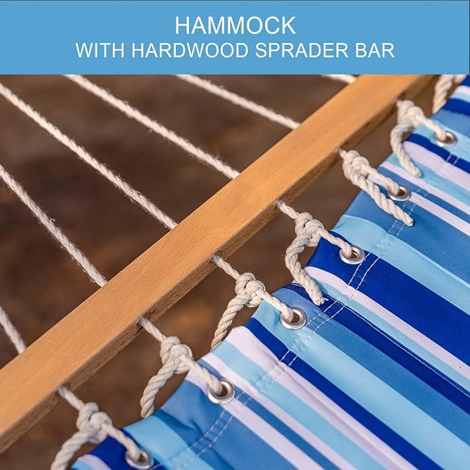 Lazy Daze Hammocks 12 FT Quilted Fabric Double Hammock with Spreader Bars and Detachable Pillow, 450lbs Weight Capacity - Image 5