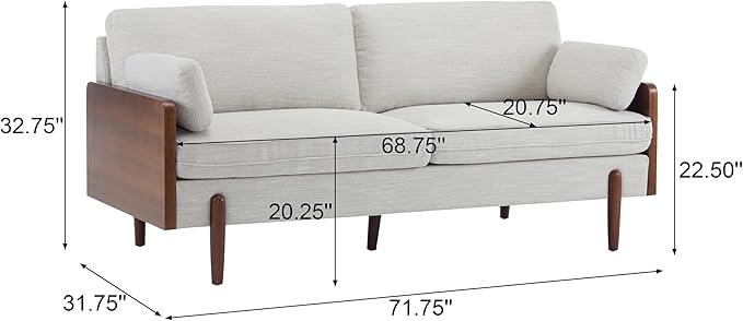 Christopher Knight Home Arboris Modern Rubberwood Frame, Fabric Upholstered Loveseat, Living Room/Bedroom/Apartment Couch/Sofa with Toss/Back Pillows and Removable Cushions, Beige+Light Walnut