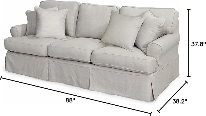 Sunset Trading Horizon Slipcovered Sofa, 85", Light Gray