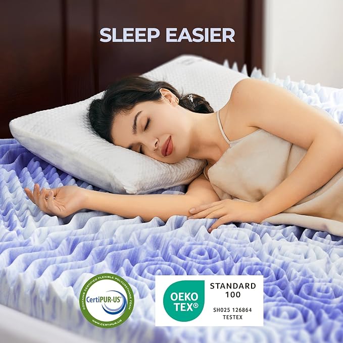Dreamsmith 3 Inch 7-Zone Queen Memory Foam Mattress Topper, Gel Infused Foam Mattress Topper for Pressure Relief, Made with CertiPUR-US® Certified Foam, Queen Size Bed Topper