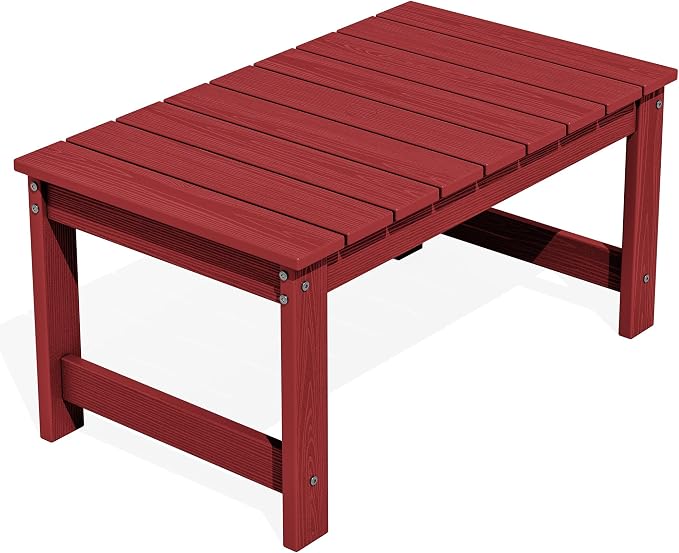 SERWALL Outdoor Coffee Table with 1.69" Umbrella Hole, HDPE Patio Coffee Table for Outside, Rectangle, Red by SERWALL