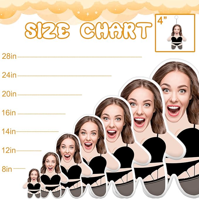 Custom Face Pillow with Body Personalized Photo Plush Doll Double-Sided 3D Funny Throw Pillow for Couch & Bed Cute Customized Gift for Valentine?€?s Day, Anniversary, Boyfriend Girlfriend Him Her