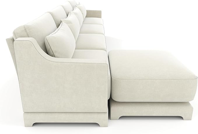 Ball & Cast 141.7" Modular Sofa Couch with Deep Seat Chenille Sofa and Wide Armrest,Ottoman, Modern Comfy 4-Seater Couch for Living Room, Office, Apartment, Easy to Assembly, Beige
