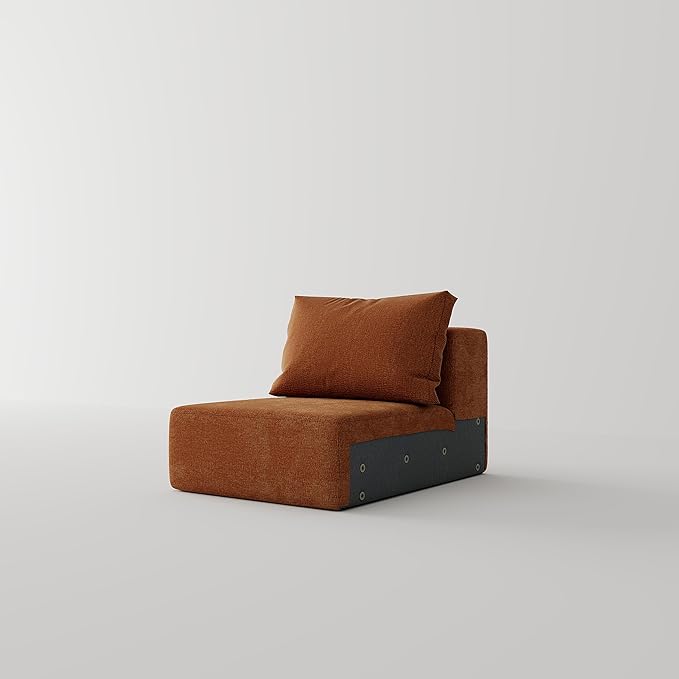 Acanva Oversized Modular Sectional Sofa with Removable Washable Slipcovers, Modern Low Profile Deep Seat Couch for Living Room, Chenille-Tangerine, Armless Chair