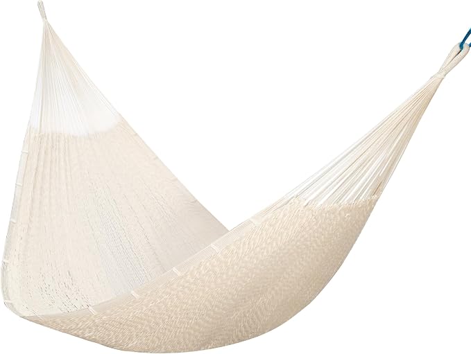 PNAEUT Handwoven Mayan Hammocks, Double Rope Hammock for Outdoor Outside & Indoor, Thick Soft 600 lbs Capacity Heavy-Duty, Includes Tree Straps, Carabiners & Carrying Bag (Nature, X-Large) by PNAEUT