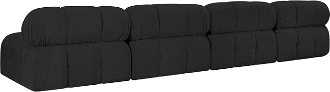 Meridian Furniture 611Black-S136B Ames Collection Modern | Contemporary Modular Sofa with Rich Black Boucle Fabric, Modular to Create Infinite Configurations, 136" W x 34" D x 28" H, Black