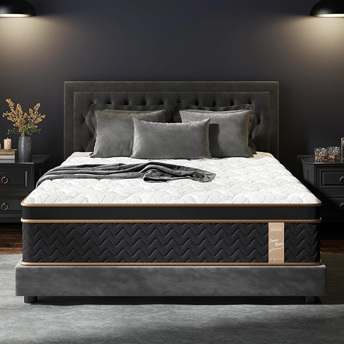 Full Mattress 14 Inch, Cooling Hybrid Bed in a Box, Individual Pocket Springs, Motion Isolation, Targeted Hip/Shoulder/Lumbar Support, Fiberglass-Free, Ergonomic Zones, 365-Night Trial, CertiPUR-US