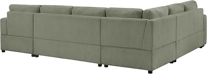 Eafurn Oversized U Shaped Modular Sectional Sofa, 115" Oversized Corduroy Upholstered Couch with Spacious Chaise Lounge & 3 Throw Pillows for Living Room, Apartment, Office