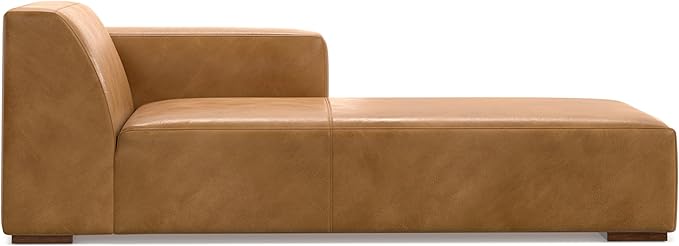 SIMPLIHOME Rex Right Chaise Sofa Module in Full-Grain Genuine Leather, Sienna, 44-inches W x 69.5-inches D, Handcrafted Modern-Style Right-Arm Chaise Lounge Chair for Living Room and Family Room