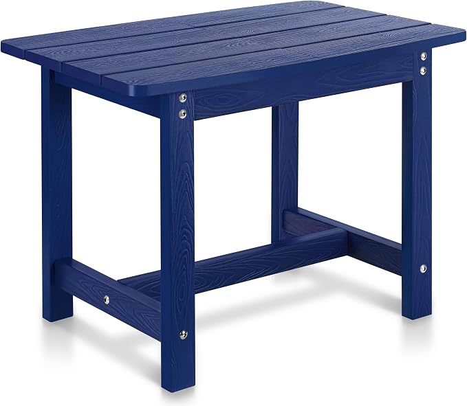 Y&M Adirondack Outdoor Side Table, HIPS Patio End Table, Waterproof Outside Table, Balcony Modern End Tables 23.5" inch Long for Garden, Pool, Beach, Porch, Deck, Indoor or Outdoor Use, Navy Blue by YM