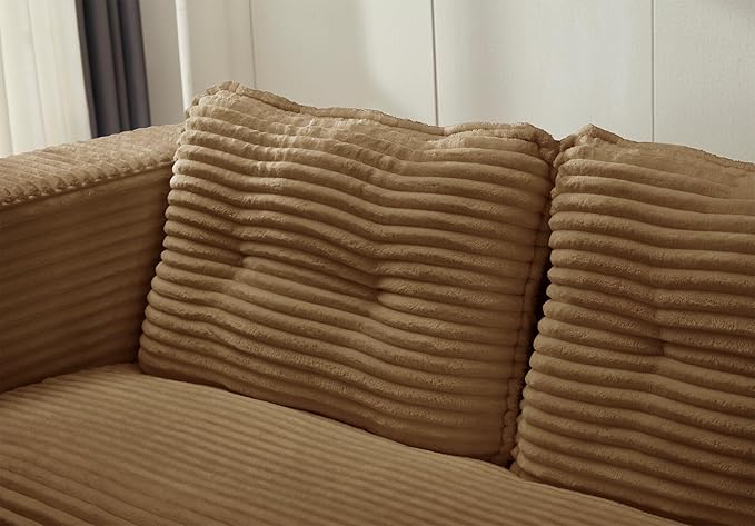 80" Convertible Sectional Sofa Bed, 3-in-1 Folding Floor Couch with Convertible Chaise Lounge, Plush Corduroy Sleeper Sofa for Living Room and Bedroom, No Assembly Required (Camel)
